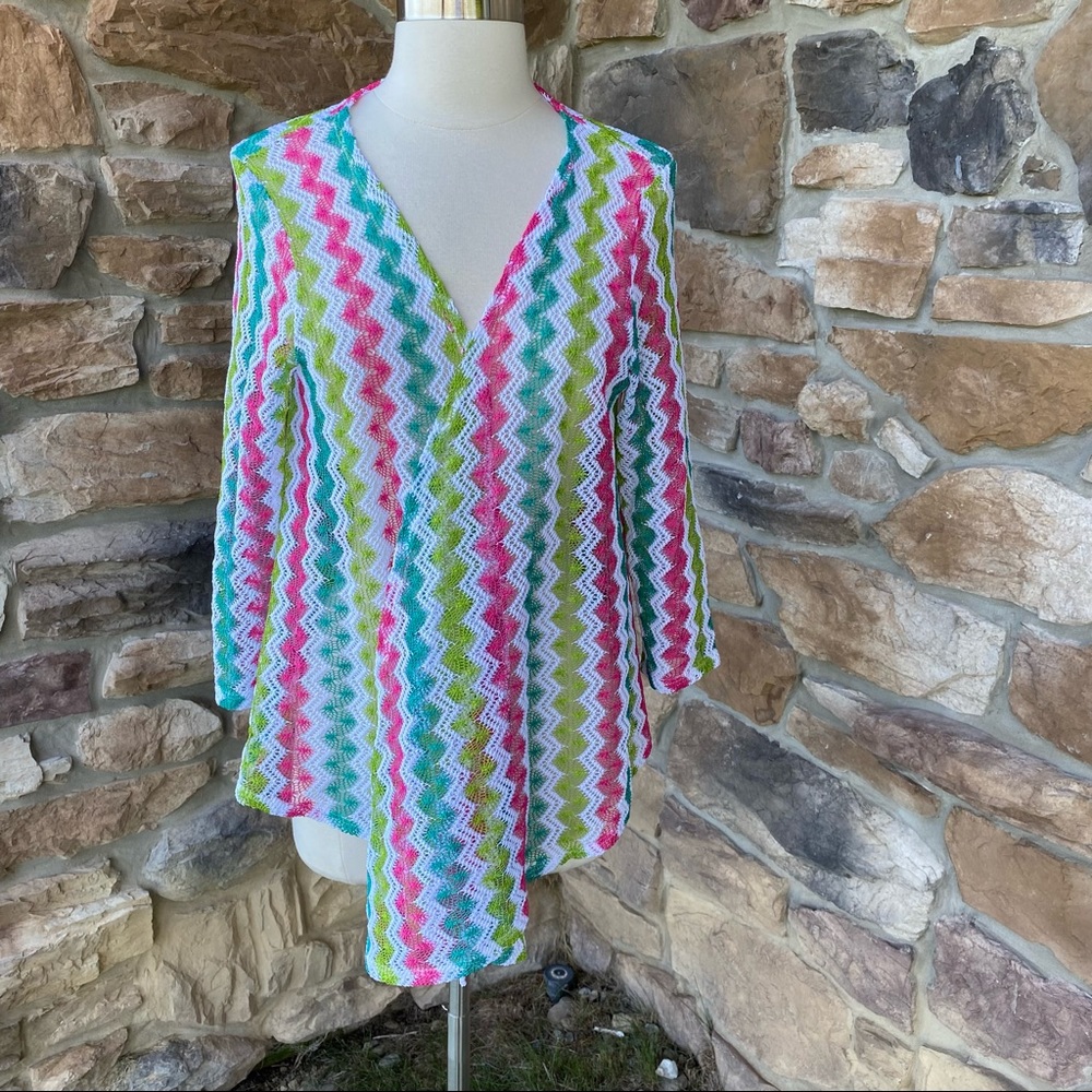 Ruby Rd. Open Front Knit Colorful Cardigan - Picture 4 of 16